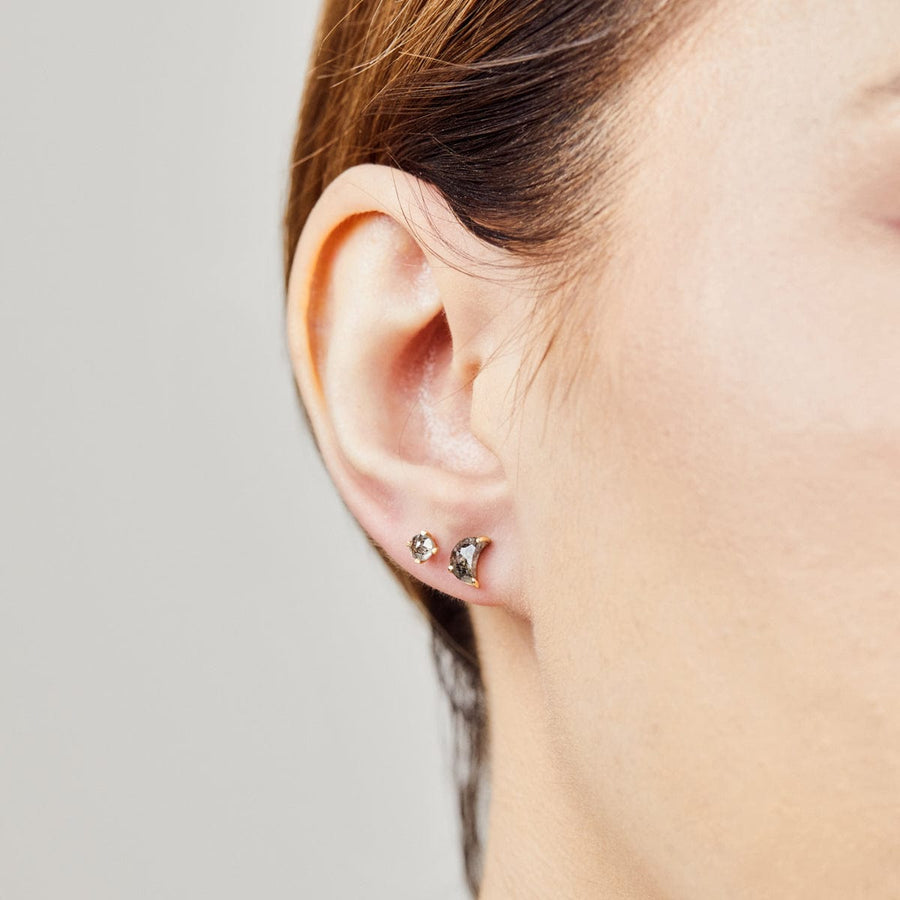 Sophia Perez Jewellery Earrings 0.85ct Salt & Pepper Rose Cut Crescent Moon Diamond Earrings