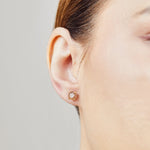 1ct round brilliant cut burnt orange diamonds set in 18ct yellow gold stud earrings.