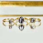 Sophia Perez Jewellery Engagement Ring 0.86ct Emerald Cut Salt and Pepper Diamond Engagement Ring, Athena Setting