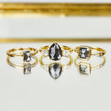 Sophia Perez Jewellery Engagement Ring 0.86ct Emerald Cut Salt and Pepper Diamond Engagement Ring, Athena Setting