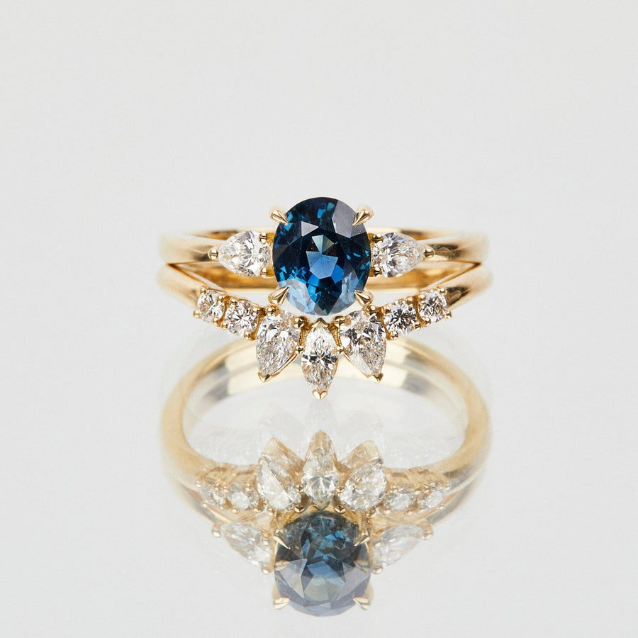 Sophia Perez Jewellery Engagement Ring 1.31ct Teal Sapphire and Diamond Engagement Ring, Luna Setting