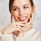18ct yellow gold oval trilogy ​teal sapphire rings