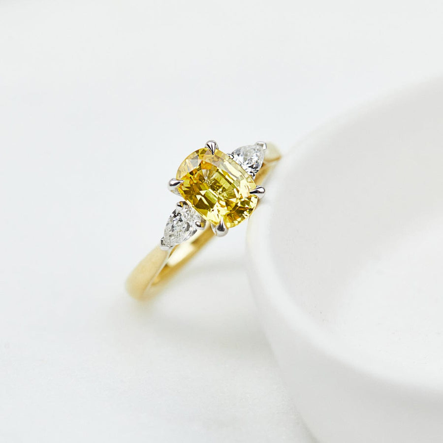 Sophia Perez Jewellery Engagement Ring 1.45ct Yellow Sapphire and Diamond Engagement Ring, Luna Setting