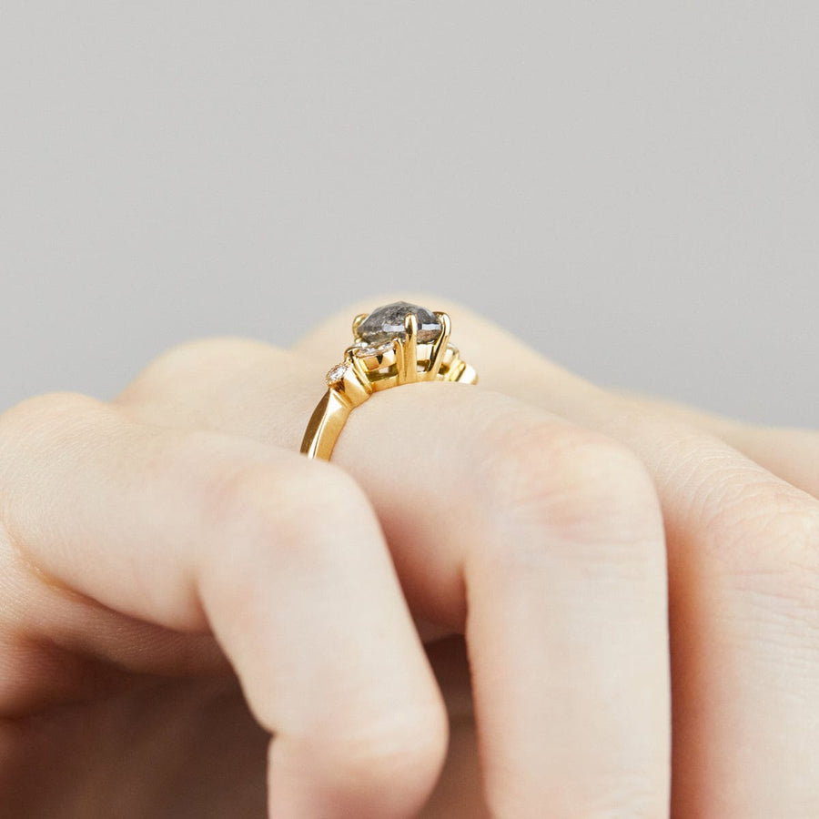 Sophia Perez Jewellery Engagement Ring 1.66ct Oval Salt and Pepper Diamond Engagement Ring, One-of-a-Kind