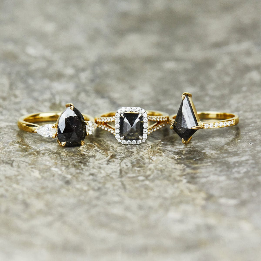 Sophia Perez Jewellery Engagement Ring 2.33ct Kite Salt and Pepper Diamond Engagement Ring, Athena Setting