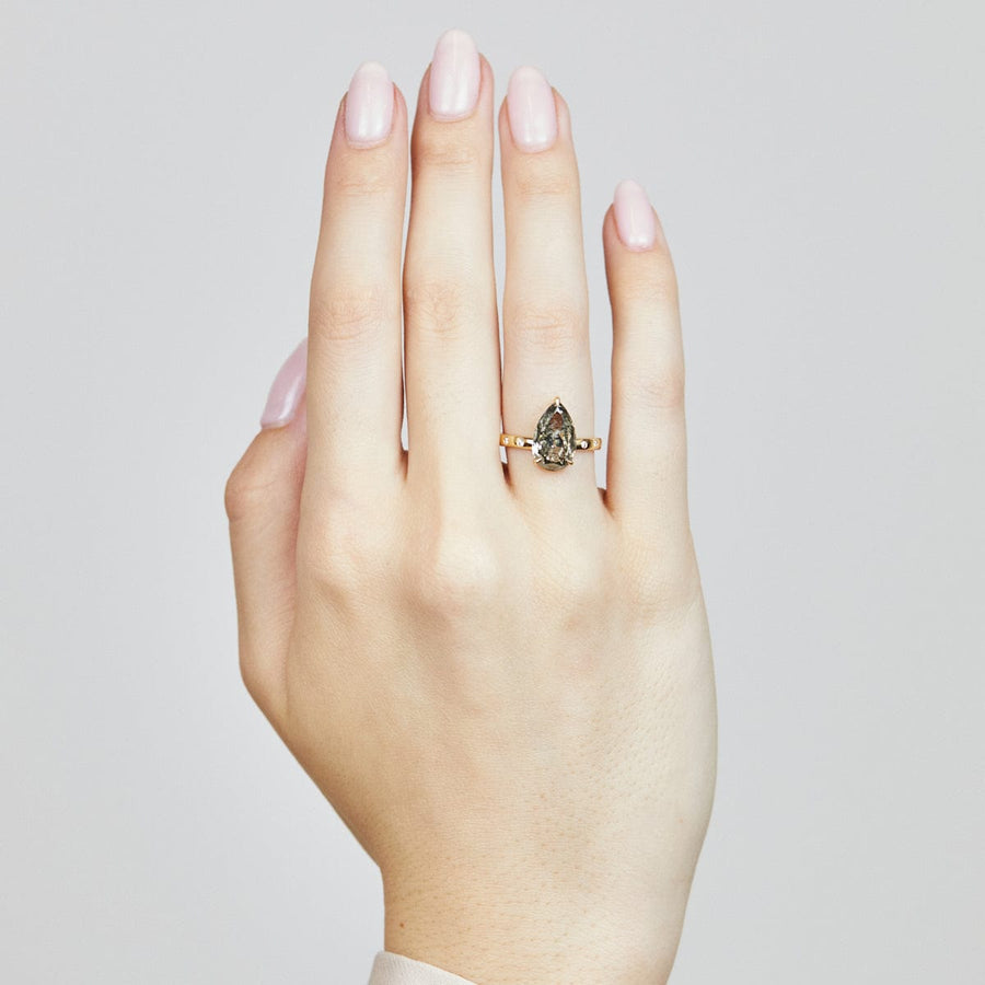 Sophia Perez Jewellery Engagement Ring 3.08ct Pear Shape Salt and Pepper Diamond Engagement Ring, Maia Setting