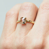 18ct yellow gold salt and pepper emerald cut diamond engagement solitaire ring