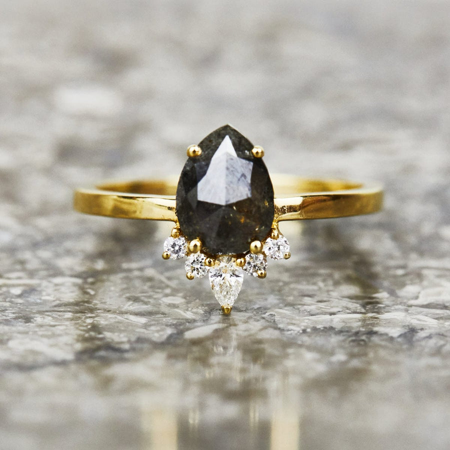 Sophia Perez Jewellery Engagement Ring Dark Pear Shape Juno with Diamonds