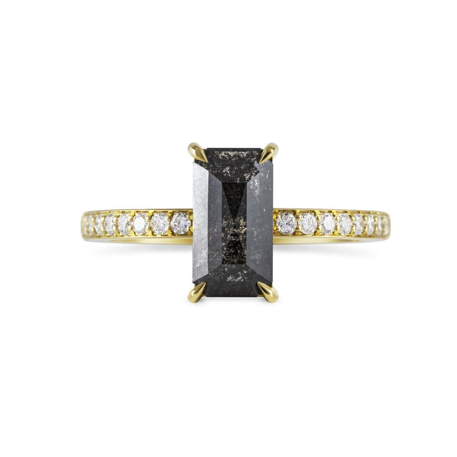 Sophia Perez Jewellery Engagement Ring Emerald Cut Black Diamond Pavè Ring