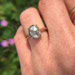 18ct yellow gold salt and pepper oval diamond engagement solitaire ring
