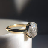 18ct yellow gold salt and pepper oval diamond engagement solitaire ring