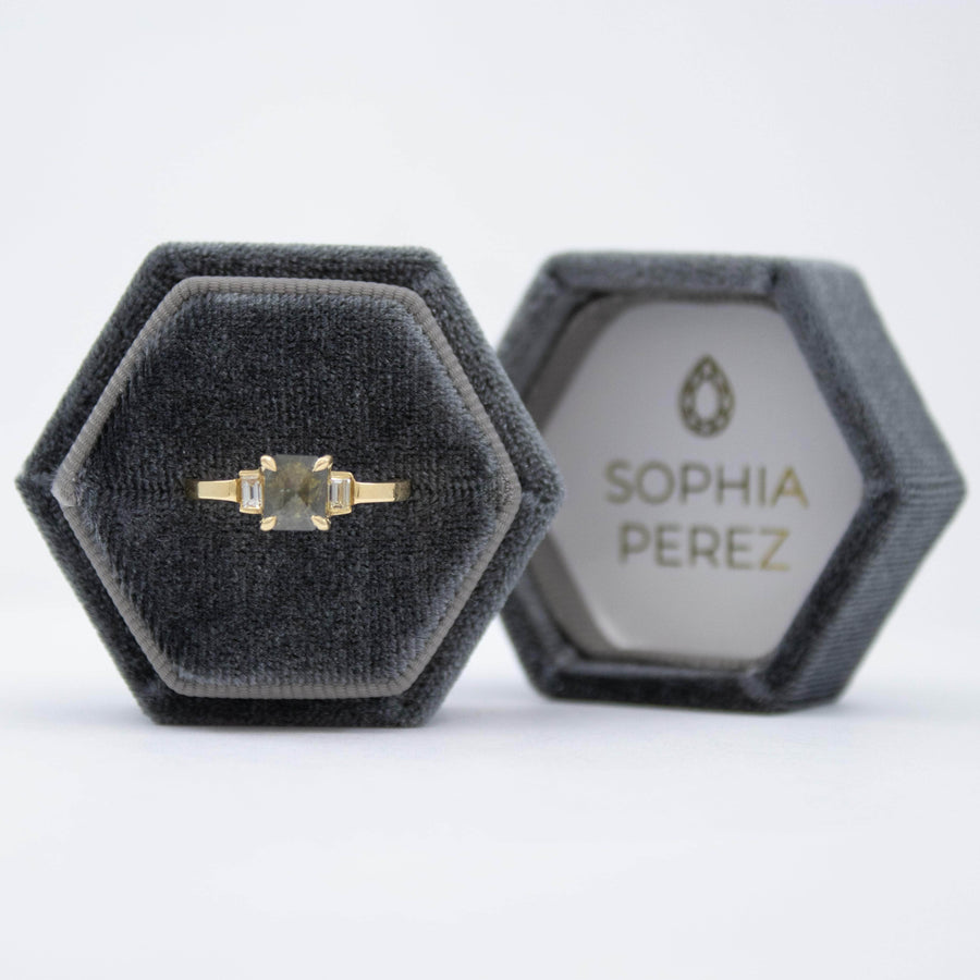 Sophia Perez Jewellery Engagement Ring Ivy Green Diamond Trilogy Ring