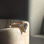 18ct rose gold salt and pepper kite diamond engagement pavé ring