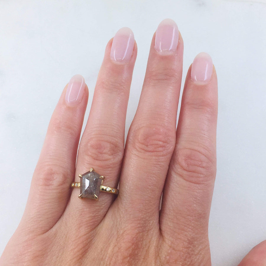 Sophia Perez Jewellery Engagement Ring n / 18ct Yellow Gold Grey Shield Diamond Ring