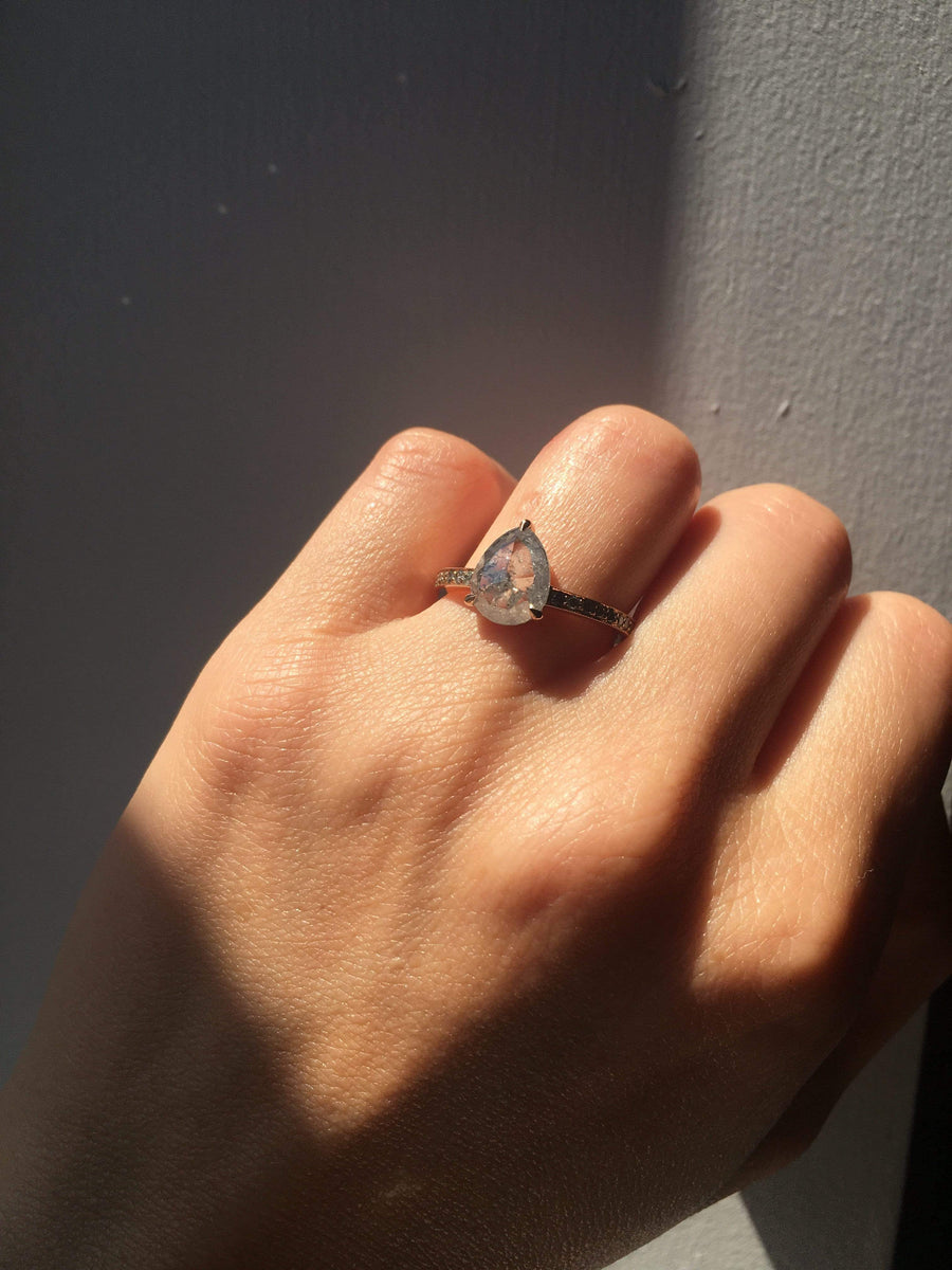 Sophia Perez Jewellery Engagement Ring Pear Shape Pavè Set Diamond Ring