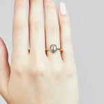 18ct yellow gold salt and pepper cushion cut diamond engagement solitaire ring