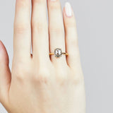 18ct yellow gold salt and pepper cushion cut diamond engagement solitaire ring