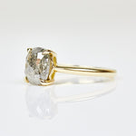 18ct yellow gold salt and pepper cushion cut diamond engagement solitaire ring