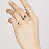 18ct yellow gold oval trilogy ​teal sapphire rings