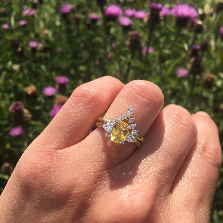 Cluster Yellow Sapphire Engagement Ring - OroSpot