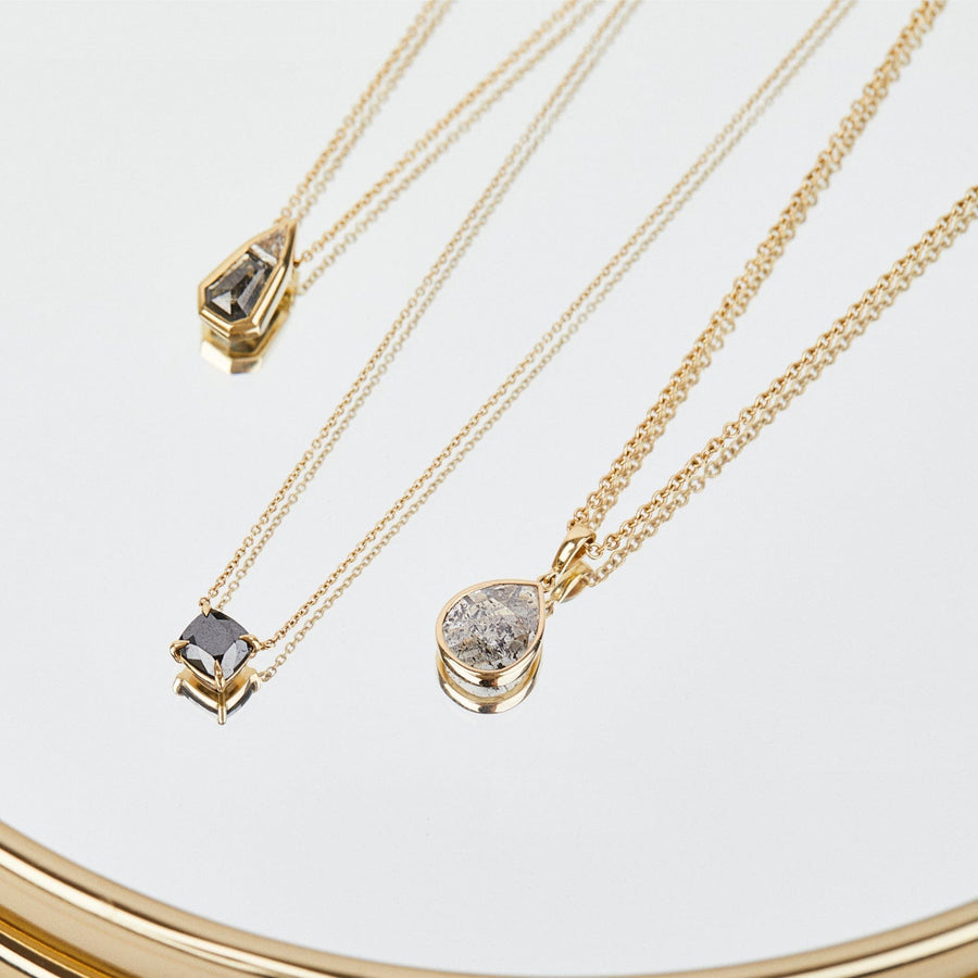 Sophia Perez Jewellery Necklace 1.45ct Salt & Pepper Pear Shape Diamond Necklace