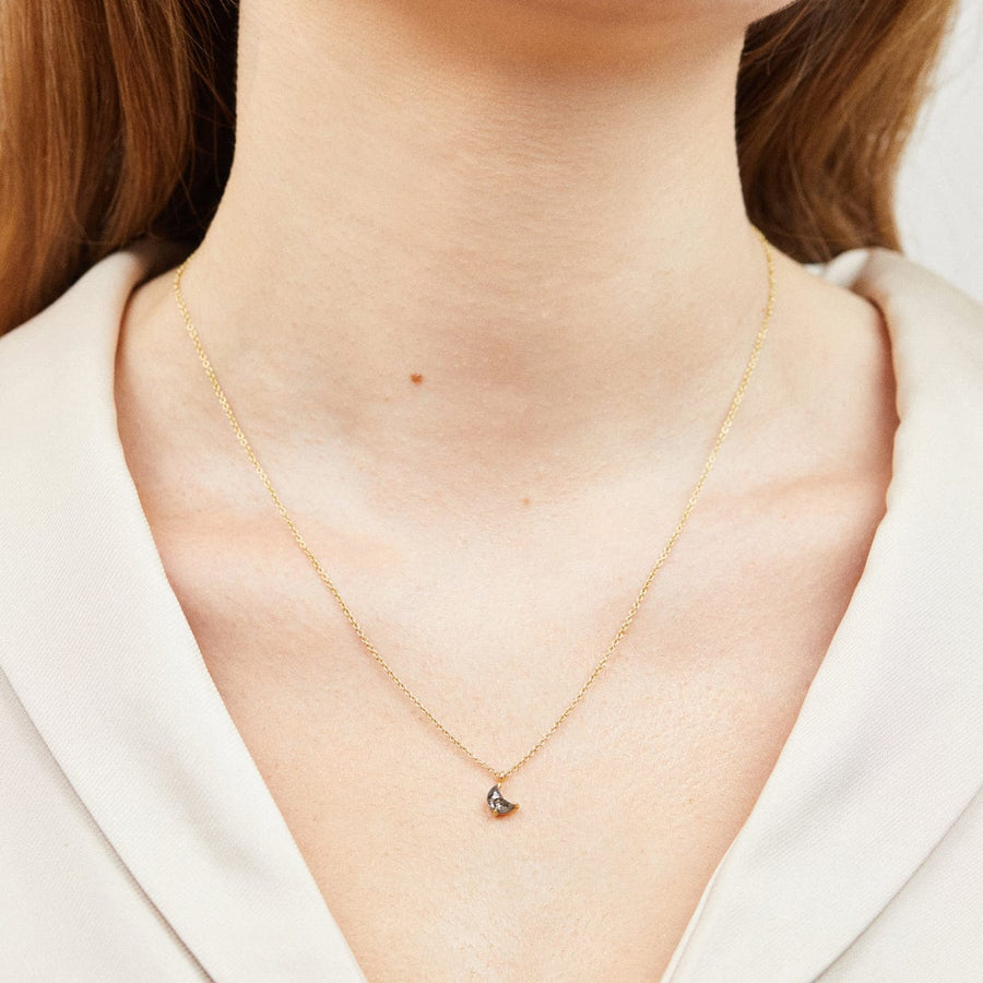Sophia Perez Jewellery Necklace Crescent Moon Salt and Pepper Diamond Necklace