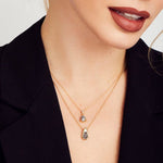 Salt and pepper diamond and white trilliant diamond necklace in 18ct yellow gold.