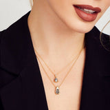 Salt and pepper diamond and white trilliant diamond necklace in 18ct yellow gold.