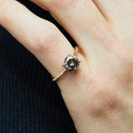 18ct rose gold salt and pepper round brilliant cut diamond engagement solitaire ring