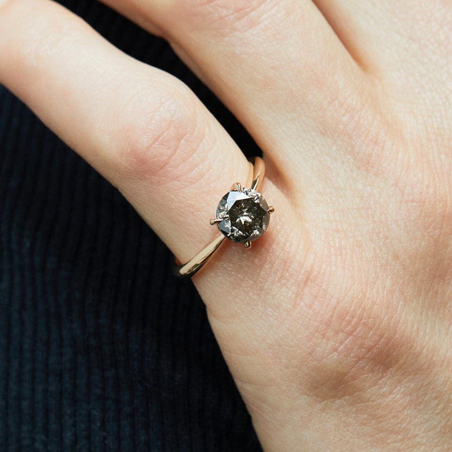 Sophia Perez Jewellery Rings 1.55ct Round Salt and Pepper Diamond Ring, Juno Setting