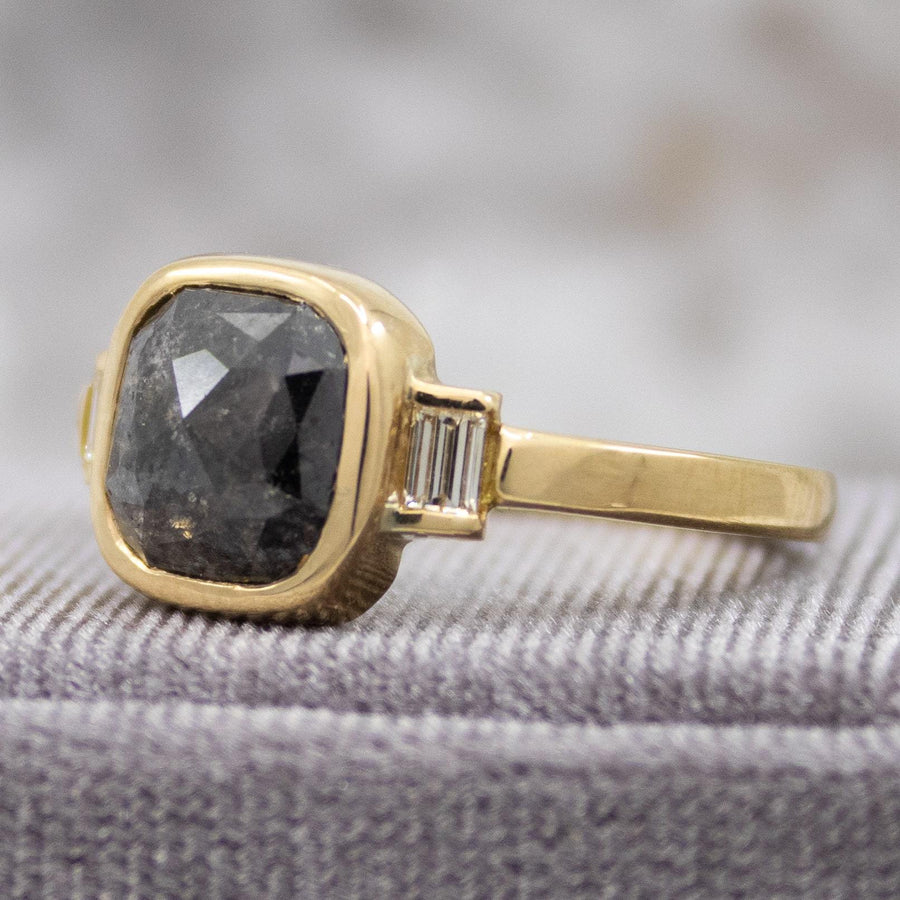 Sophia Perez Jewellery Rings Black Cushion Diamond Trilogy Ring
