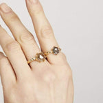 18ct yellow gold salt and pepper hexagon diamond engagement solitaire ring