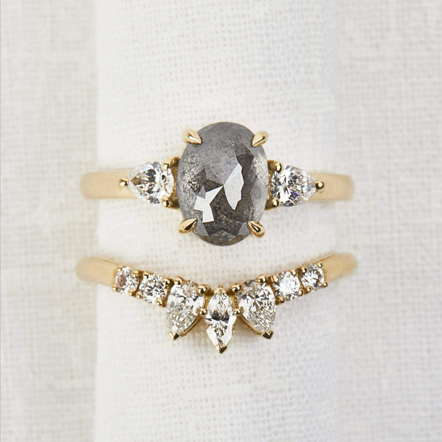 Sophia Perez Jewellery Rings Grey Oval Diamond Trilogy Ring