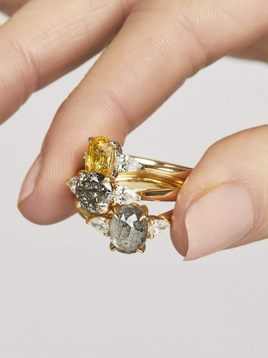 Sophia Perez Jewellery Rings Grey Oval Diamond Trilogy Ring