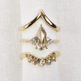 18ct yellow gold salt and pepper pear diamond engagement one-of-a-kind ring