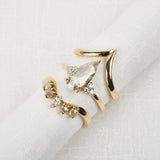 18ct yellow gold salt and pepper pear diamond engagement one-of-a-kind ring