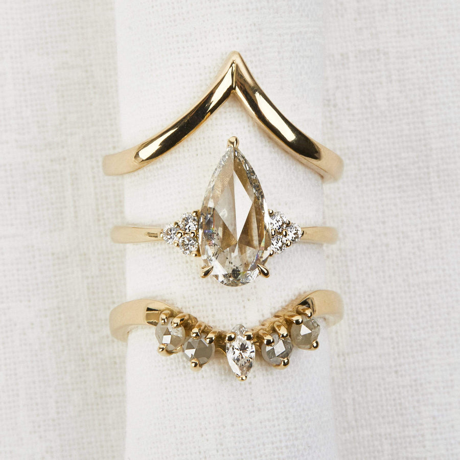 Sophia Perez Jewellery Wedding Rings Grey Diamond Crown Wedding Ring, 18ct Yellow Gold